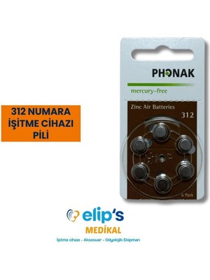 Phonak 312 Numara İşitme Cihazı Pili 10'lu