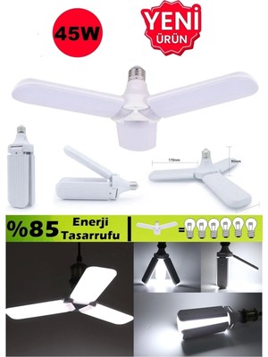 Pervane Ampül 45 W 3 Kollu Katlanır Pervane LED Ampül Tasarruflu Kanatlı LED