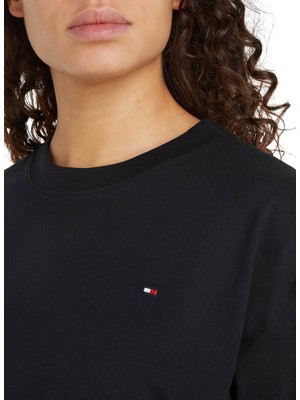 Tommy Hilfiger Yuvarlak Yaka Nakışlı Lacivert Kadın T-Shirt Modern Relaxed C-Nk Ss