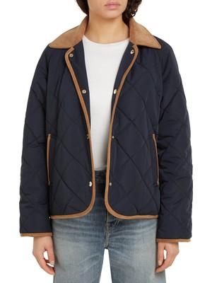 Tommy Hilfiger Standart Lacivert Kadın Ceket Quılted Reversıble Jacket