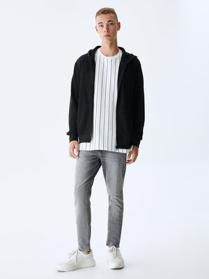 LTB Erkek Kapüşonlu Fermuarlı Siyah Sweatshırt