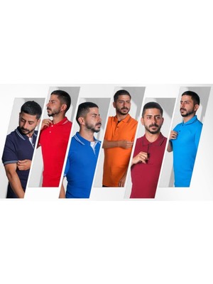 Altın Yaşam Polo Yaka Penye  Çizgili - Kırmızı - L
