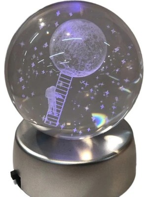 Turtcest Merdiven Astronot Plastik Altlıklı Işıklı Cam Küre