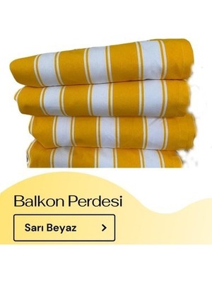 Gencer Home Balkon Perdesi Bağcıklı Her Ölçü Seçenekli Sarı Beyaz