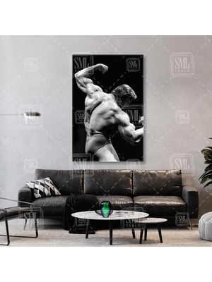 Arnold Schwarzenegger Vücut Geliştirme Şampiyonu Fitness Spor Salonu Dikey Kanvas Tablo