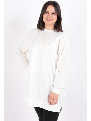 Puane 10472 Kadın Kolları Ajurlu Sweatshirt Tunik Ss