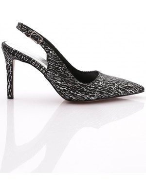 DGN 197 Kadin Arkasi Açik Sivri Burun Topuklu Ayakkabi