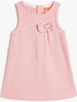 Koton Tüvit Elbise Yuvarlak Yaka Kolsuz Fiyonk Detaylı