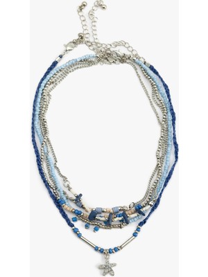 Boncuklu Zincirli Choker Kolye 5 Sıralı