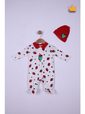 Baby Hola %100 Pamuk Çilekli Tulum Bere 2'Li Set 23612