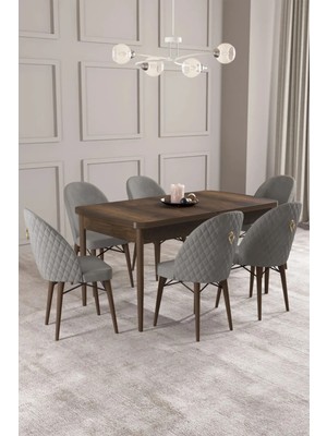 Sar Pakete Milano Serisi, Barok 80X132 Açılabilir Mdf Mutfak Masası Takımı 6 Adet Sandalye