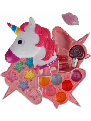 Sunman Unicorn Makyaj Seti 3 Katmanlı Eğlenceli Tasarım 3+ Yaş Kız Çocukları İçin