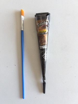 Airbrush Tattoo 1 Tüp Golecha Siyah Hint Kınası ve 1 Sayfa Geçici Dövme Şablonu Fırça Hediyeli