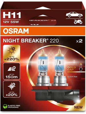 Osram H11 Night Breaker 220 %220 Fazla Işık 12V (1 Tk. - 2 Ad.)