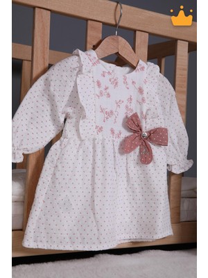 Babydola Müslin Kız Bebek Bayramlık Uzun Kollu Elbise 15177