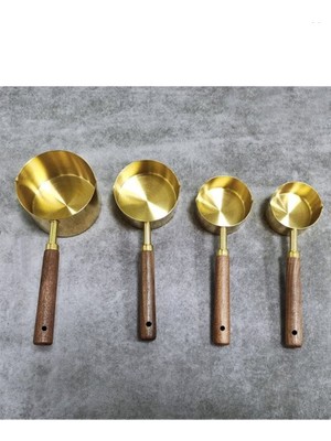 Mien Gold Ölçü Kaşığı Seti 4lü Ahşap Saplı Ölçü Kabı