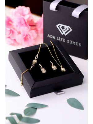 925 Ayar Gümüş 3 Lü Baget Gold Set (Özel Kutulu )