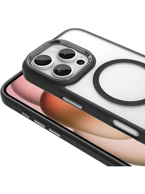 ZORE Apple iPhone 16 Pro Max Kılıf Wireless Şarj Özellikli Krom Magsafe Silikon Kapak