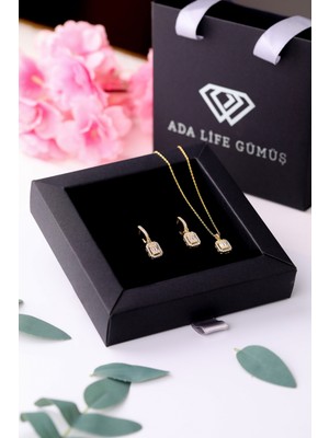 925 Ayar Gümüş 2 Li Baget Gold Set (Özel Kutulu)