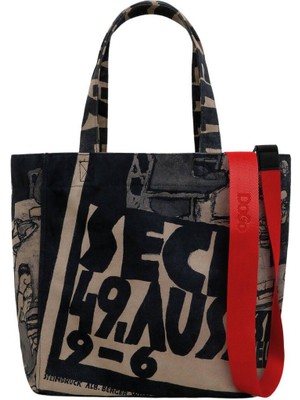 Kadın Vegan Siyah Large Tote Bag - Supper Tasarım