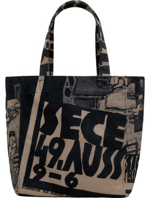 Kadın Vegan Siyah Large Tote Bag - Supper Tasarım