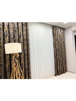 Nivemes Home Nivemeshome Gümüş Çizgili 1/3 Sık Pileli Tül Perde Apm