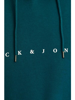 Jack & Jones Plus Jjestar Büyük Beden Pamuklu Kapüşonlu Logolu Cepli Relaxed Fit Sweat Erkek Sweat 12243527