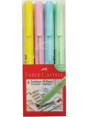 Faber-Castell 38 Pastel Fosforlu Kalem 4 Renk 158216)  Ölçülerle Renkli Kalem Seti