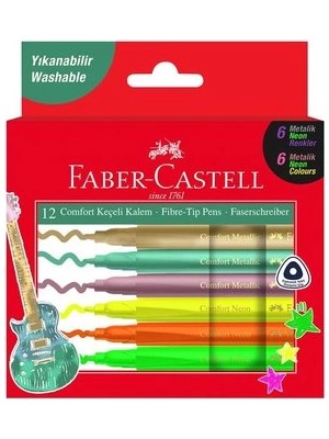 Faber-Castell Comfort Keçeli Kalem Metalik+ Neon 12 Renk (155132)
