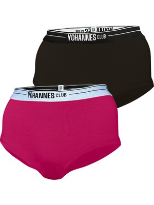 Yohannes Club Yohannesclub, Kadın, Lastik Kemerli Boyshort(Boxer), 2'li, Pembe, Siyah