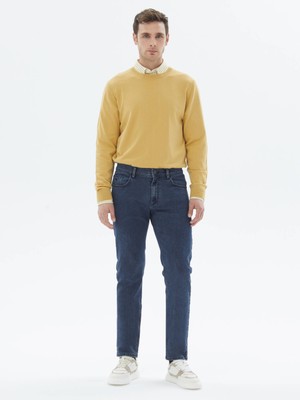 Kip Lacivert Slim Fit Denim Pamuk Karışımlı Pantolon