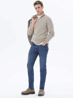 Kip Lacivert Slim Fit Denim Pamuk Karışımlı Pantolon