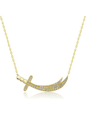 Turtcest Gümüş Gold Zülfikar Kılıcı Kadın Kolye