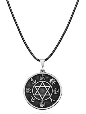 Turtcest ​gümüş Dört Halife Isimleri Işlemeli Kolye