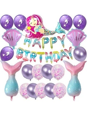 Düvenci Ticaret Kız Çocukları Için Deniz Kızı Doğum Günü Partisi Dekorasyonları, Doğum Günü Parti Setleri Süsü