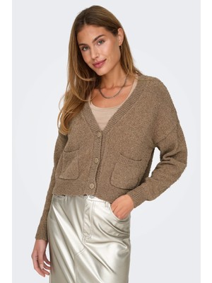 Only Onlteresa Regular Fit V Yaka Cepli Örme Crop Hırka Bayan Hırka 15326110