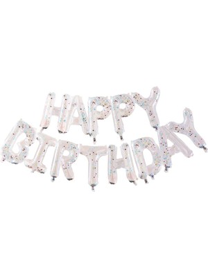 Ginger Ray - Balloon Bunting Brights Confetti Clear Foil - Happy Birthday Balon - Renkli Konfetiler