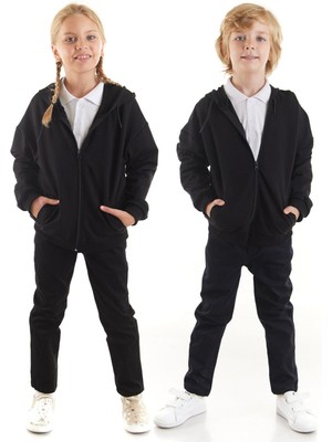 Kız Çocuk Erkek Çocuk Fermuarlı Kapüşonlu Sweat AK2243
