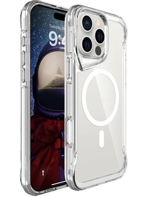 ZORE Apple iPhone 16 Pro Max Kılıf Magsafe Şarj Özellikli T-Max Magsafe Kapak-Şeffaf