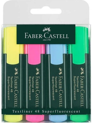Faber-Castell Fosforlu Kalem 4'lü Poşet Renkli Kalem Seti 4 Parça Ölçülerle