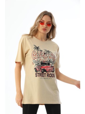 Akbana California Baskılı Owersize Tshirt