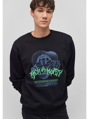 Mavi Rick And Morty Baskılı Siyah SWEATSHIRT0S10185-900