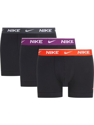 Erkek Nike Marka Logolu Elastik Bantlı Günlük Kullanıma Uygun Siyah-Siyah-Siyah Boxer 0000KE1008-N51