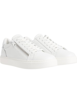 Calvin Klein Erkek Marka Logolu Şık Görünüşlü Deri  Gündelik Kullanıma Uygun Siyah-Beyaz Sneaker HM0HM01475-0K4