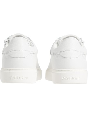 Calvin Klein Erkek Marka Logolu Şık Görünüşlü Deri  Gündelik Kullanıma Uygun Siyah-Beyaz Sneaker HM0HM01475-0K4