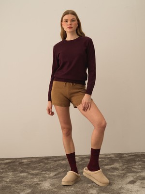 Kadın Siyah Pamuk Dokulu Regular Fit Kazak