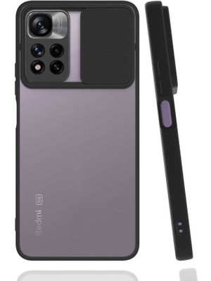 kilifone - Xiaomi Redmi Note 11 Pro Plus 5G - Kılıf Slayt Sürgülü Arkası Buzlu Lensi Kapak - Siyah - T19680
