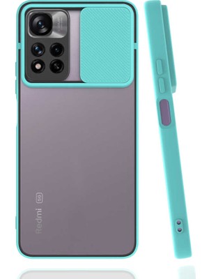 kilifone - Xiaomi Redmi Note 11 Pro Plus 5G - Kılıf Slayt Sürgülü Arkası Buzlu Lensi Kapak - Turkuaz - T19680