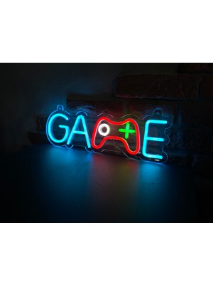 Neonite 'Game' Işıklı Neon Led Dekoratif Duvar Yazısı Tabelası (41x13cm)