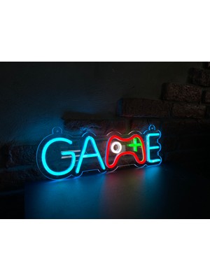 Neonite 'Game' Işıklı Neon Led Dekoratif Duvar Yazısı Tabelası (41x13cm)